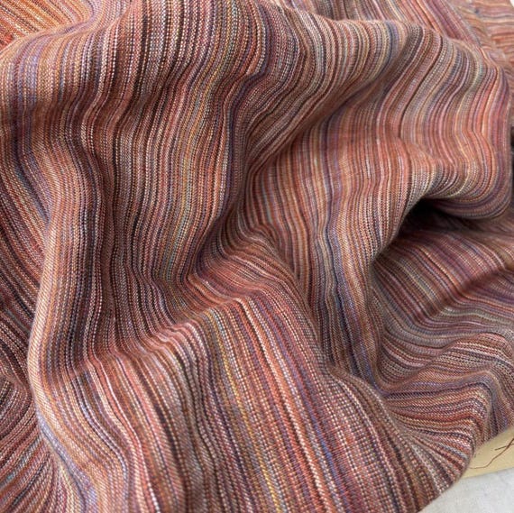 Striped linen fabric by the yard