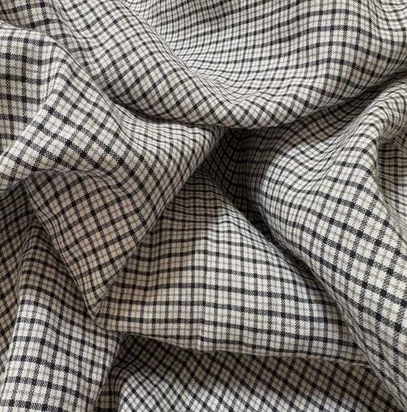 Plaid ramie fabric by the yard