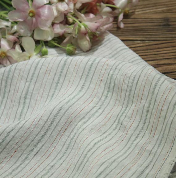Striped linen fabric by the yard