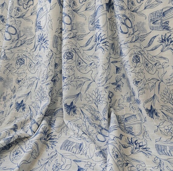 Embroidery linen viscose fabric by the yard