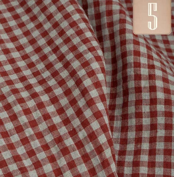 Plaid linen fabric by the yard