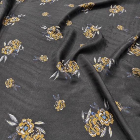 Floral cupra cupro fabric by the yard