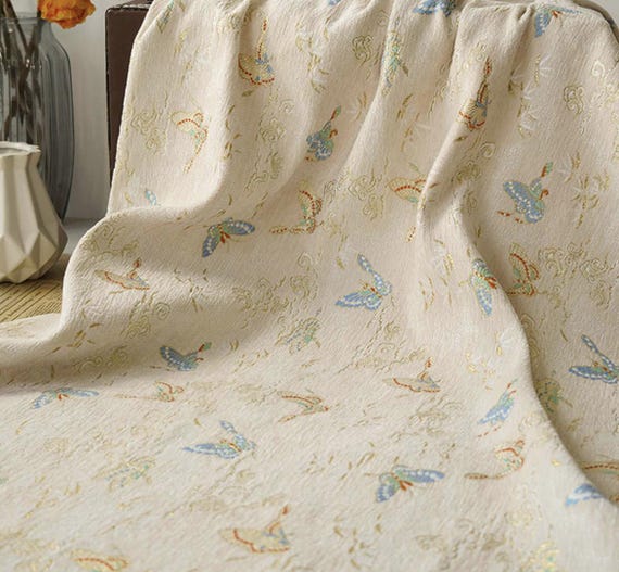 Butterfly Jacquard brocade fabric by the yard