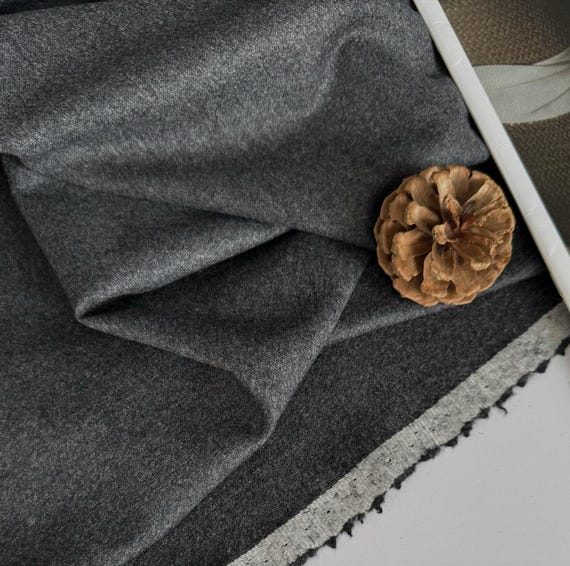 Grey Worsted Wool fabric by the yard