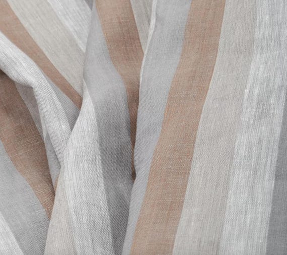 Striped linen fabric by the yard