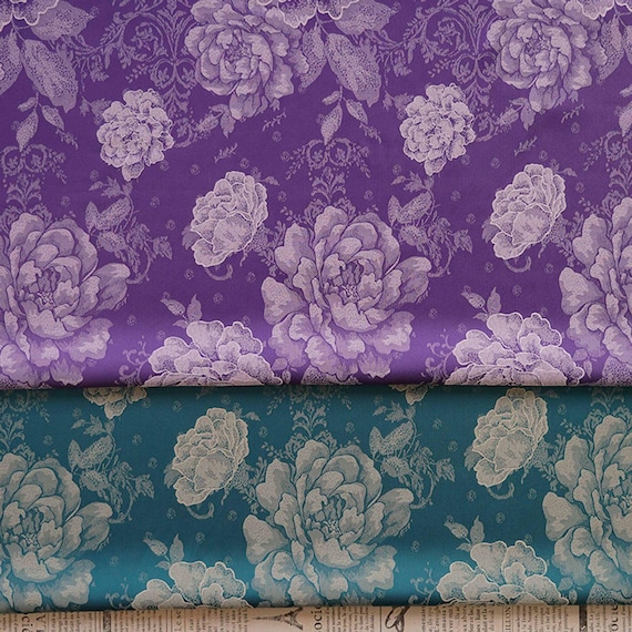 Jacquard floral fabric by the yard