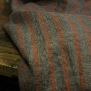Striped linen fabric by the yard