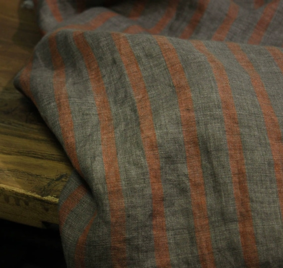 Striped linen fabric by the yard