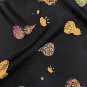 Jacquard Print Gambiered silk fabric by the yard