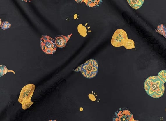 Jacquard Print Gambiered silk fabric by the yard