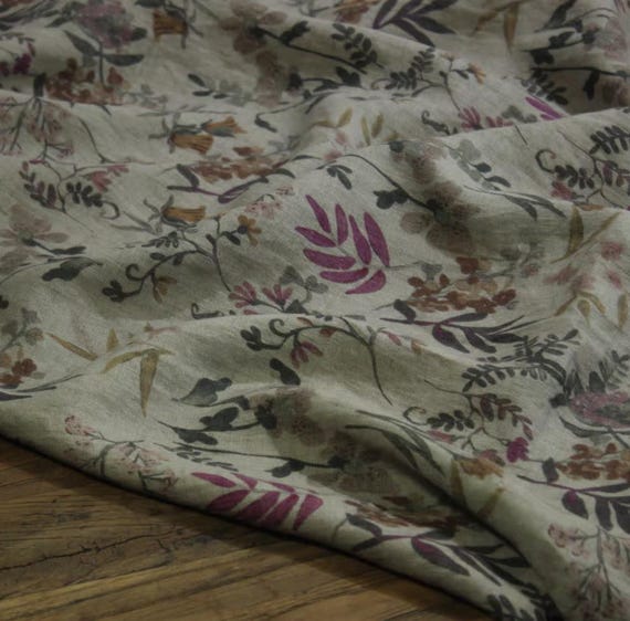 Print linen fabric by the yard