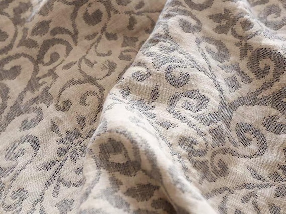 Extra Wide Jacquard Linen Fabric by the yard - 280cm Wide
