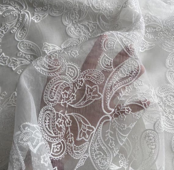 Embroidery Organza silk fabric by the yard
