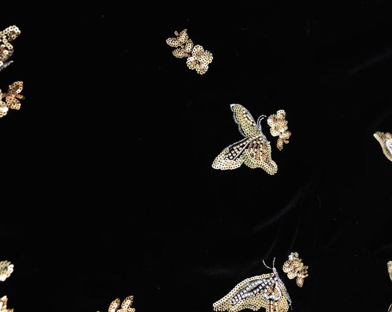 Sequin Beaded Embroidery velvet silk fabric by the yard