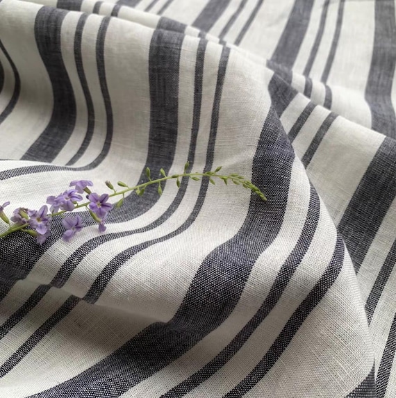 Striped Linen fabric by the yard
