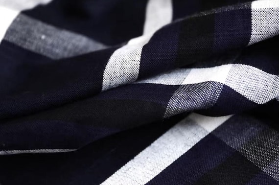 Plaid linen fabric by the yard