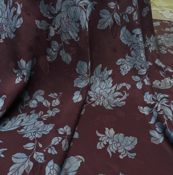 Floral Gambiered silk fabric by the yard