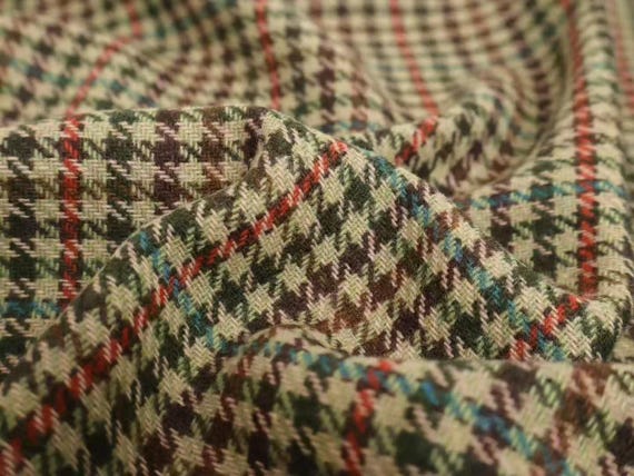 Houndstooth wool fabric by the yard