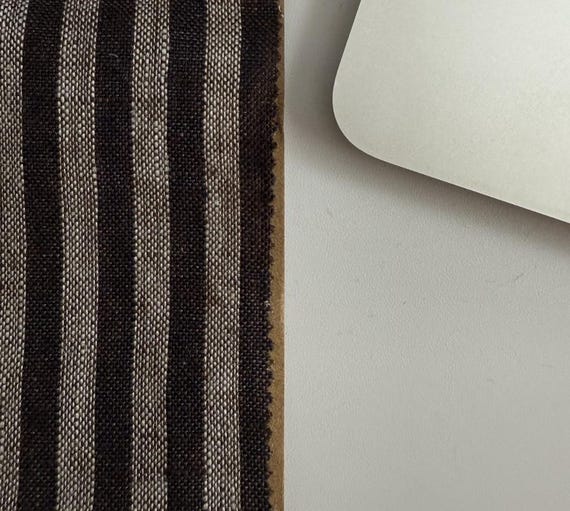 Striped linen fabric by the yard