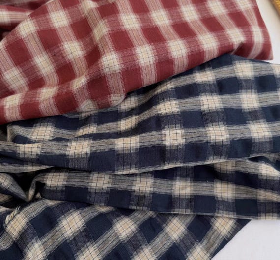 Plaid cotton fabric by the yard