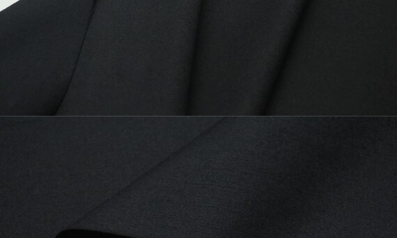 Black Worsted Wool fabric by the yard