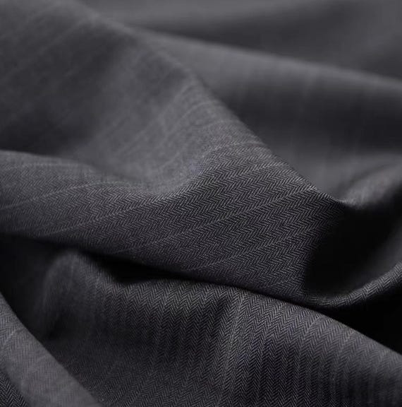 Jacquard Herringbone striped worsted wool fabric by the yard