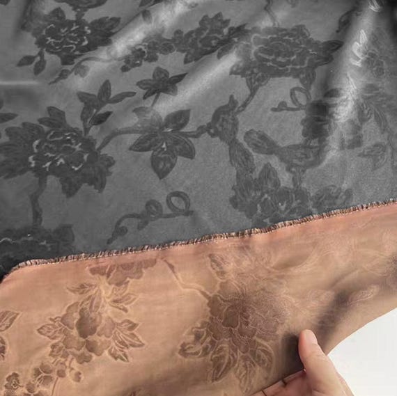 Jacquard Gambiered silk fabric by the yard