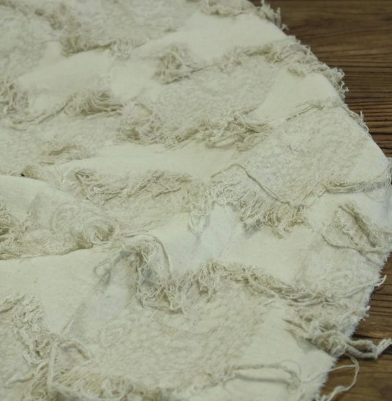 Fringed Jacquard linen fabric by the yard