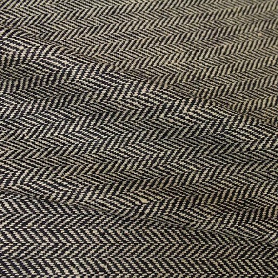 Herringbone Silk Wool Fabric by the Yard Etsy