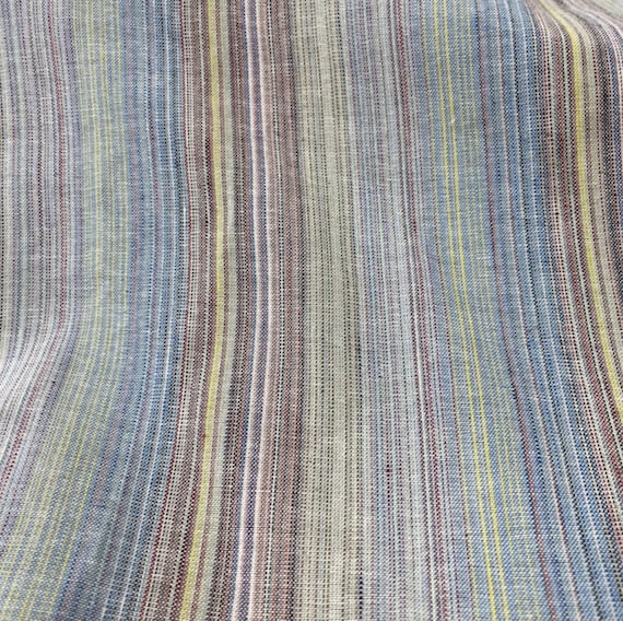 Colorful Yarn dyed striped linen fabric by the yard