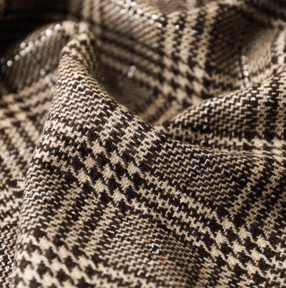 Metallic Plaid Wool fabric by the yard
