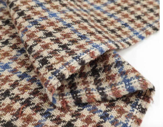 Houndstooth wool fabric by the yard