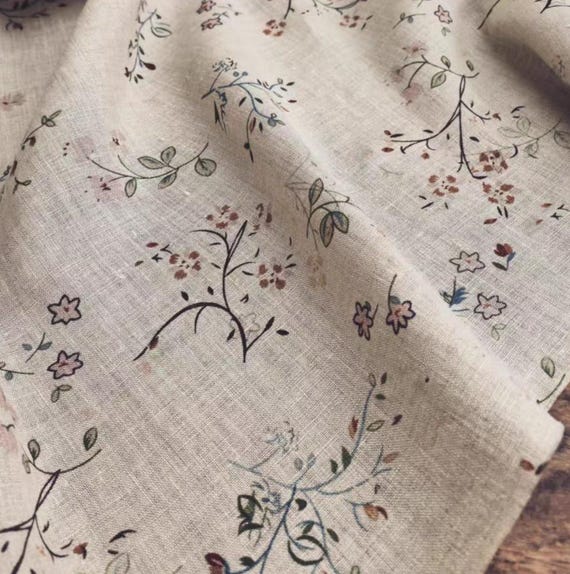 Print linen fabric by the yard