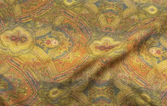 Jacquard Print Gambiered silk fabric by the yard