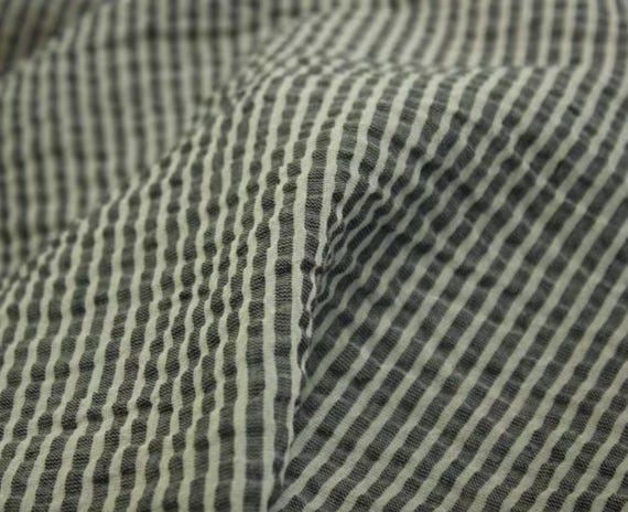 Textured Striped linen fabric by the yard