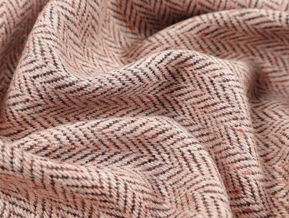 Specks Herringbone wool fabric by the yard