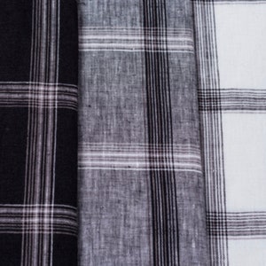 Plaid linen fabric by the yard