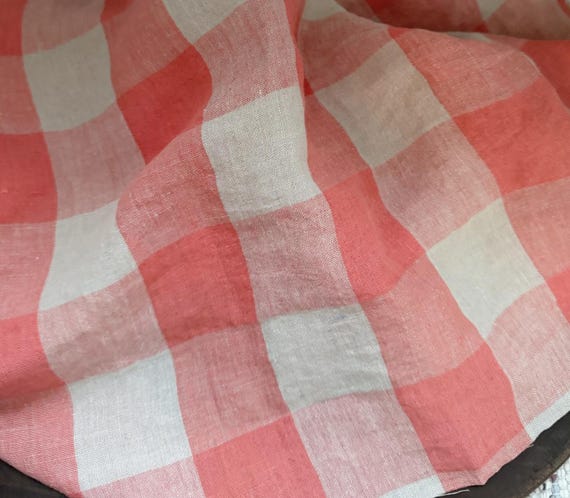 Plaid linen fabric by the yard