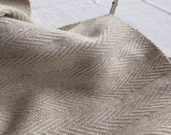 Heavy Weight Herringbone Linen fabric by the yard