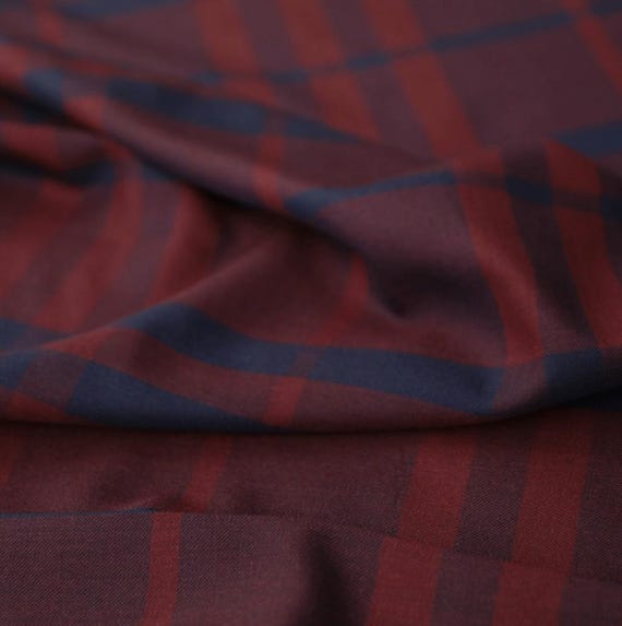Plaid Wool Viscose fabric by the yard