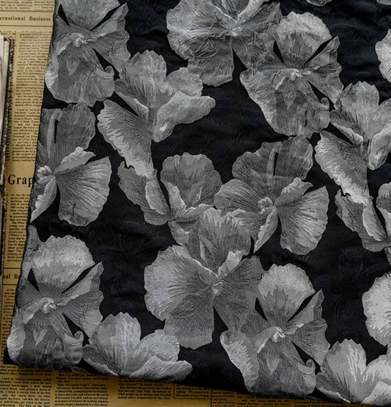 Jacquard floral fabric by the yard