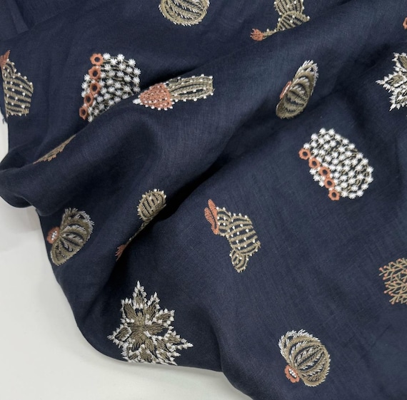 Embroidery linen fabric by the yard