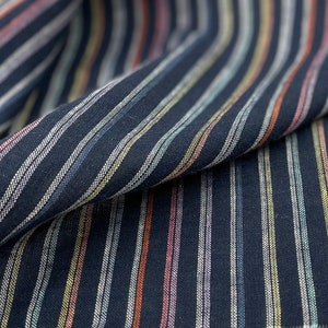 Striped linen fabric by the yard