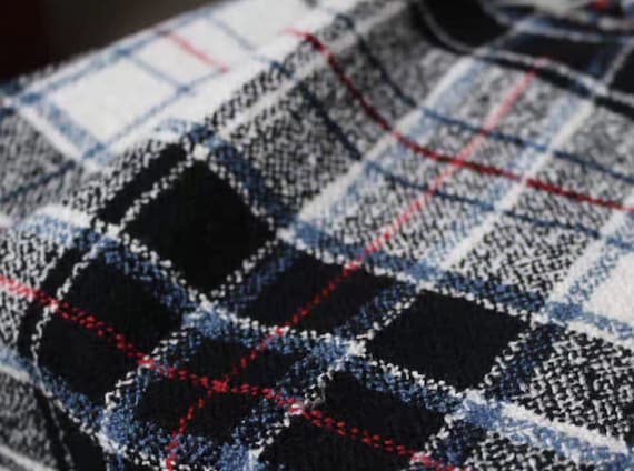 Plaid wool fabric by the yard