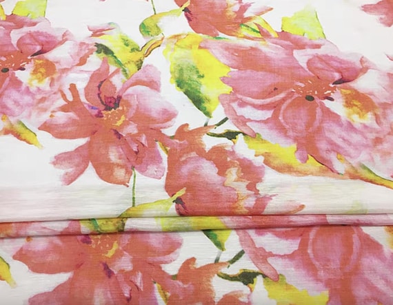 Print Silk linen fabric by the yard