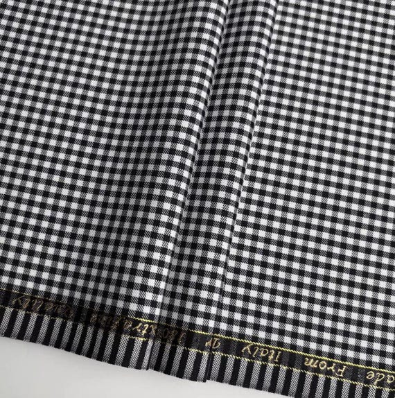 Plaid Worsted wool fabric by the yard