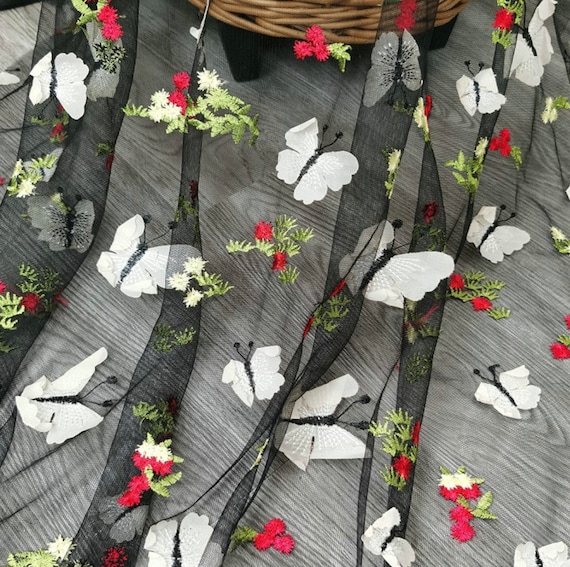 Floral Embroidery mesh fabric By the yard
