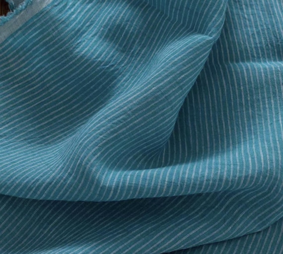 Striped linen fabric by the yard