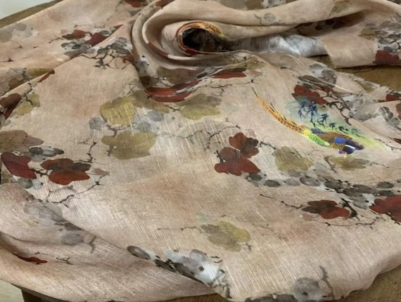 Print Silk linen fabric by the yard