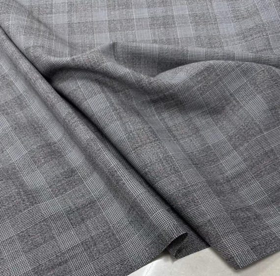 Plaid worsted wool fabric by the yard